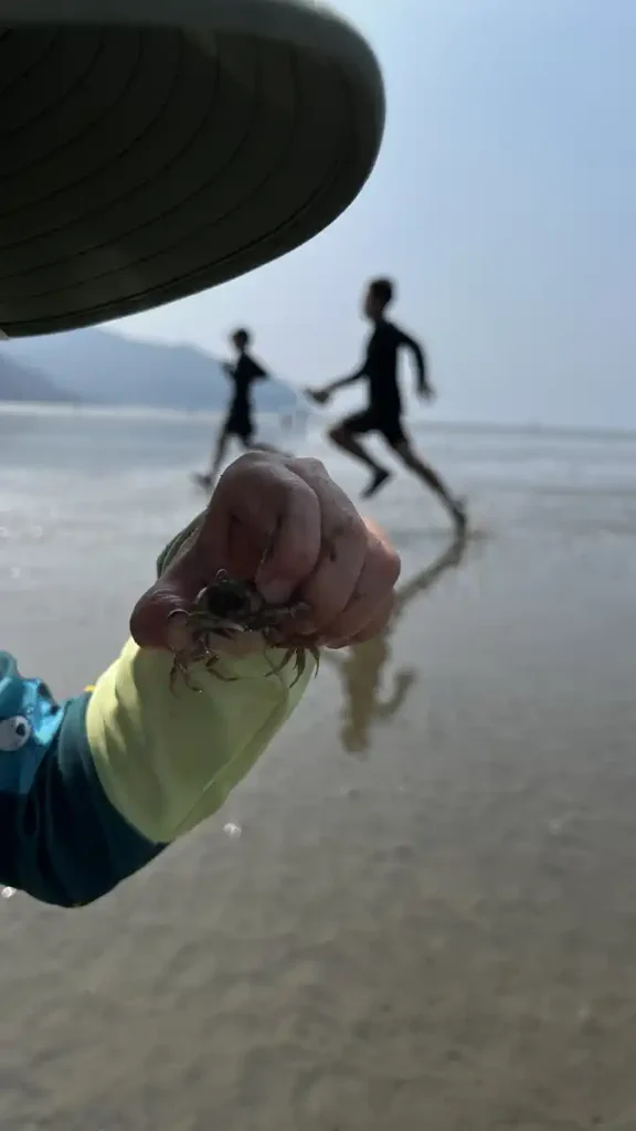 아이와 게잡이 놀이